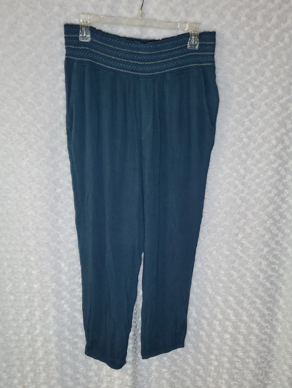 ett:twa By Anthropologie Deep Blue Smocked Waist Pants Womens M